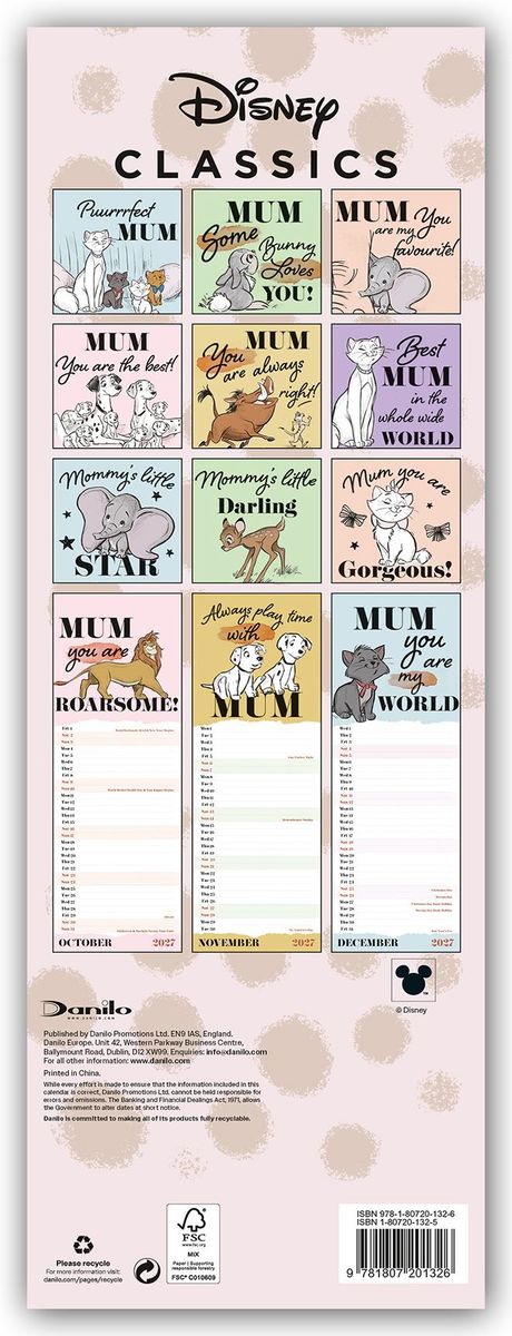 Weitere Ansicht: Disney Classic - For my Mum 2027 - Slimline-Kalender