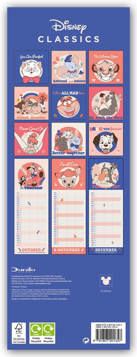 Weitere Ansicht: Disney Classics - You, Me and Us 2027 - Slimline-Kalender