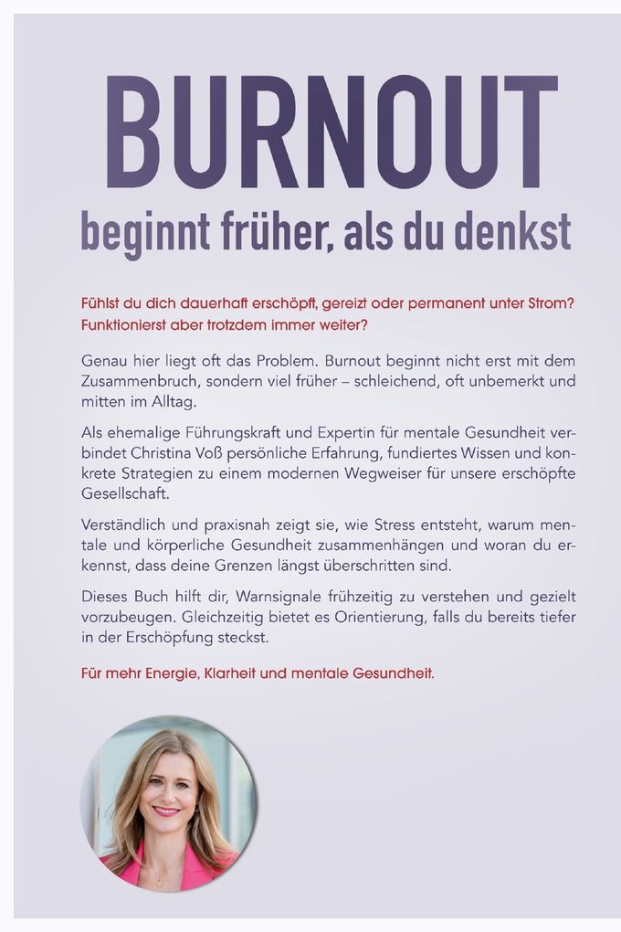 Weitere Ansicht: Burnout beginnt früher, als du denkst | Voß Christina