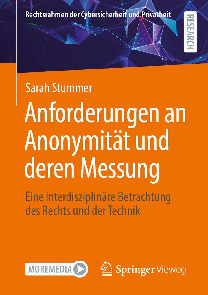 Produktbild: Anforderungen an Anonymität und deren Messung | Sarah Stummer