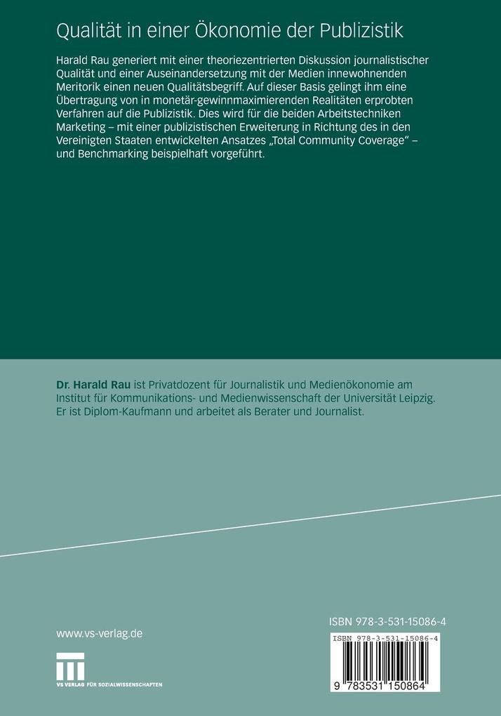 Weitere Ansicht: Qualität in einer Ökonomie der Publizistik | Harald Rau