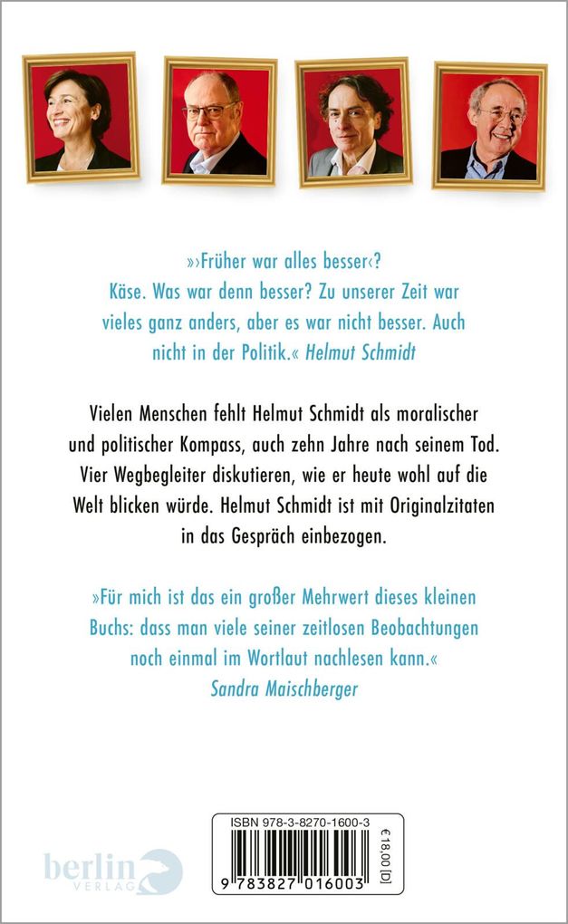 Weitere Ansicht: Was würde Helmut Schmidt dazu sagen? | Sandra Maischberger, Peer Steinbrück, Giovanni di Lorenzo, Thomas Karlauf