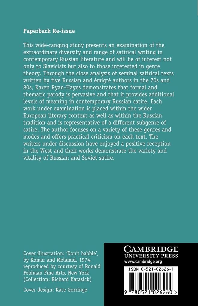 Weitere Ansicht: Contemporary Russian Satire | Karen L. Ryan-Hayes