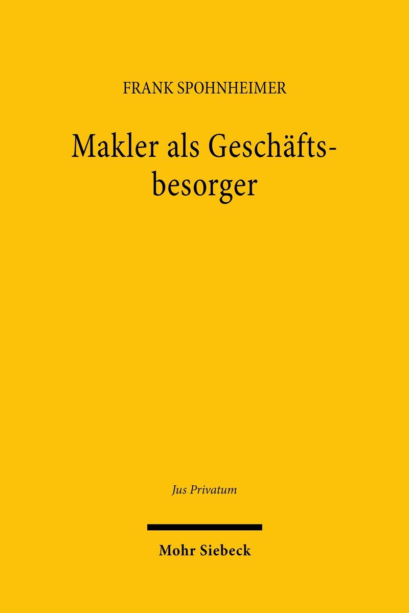 Produktbild: Makler als Geschäftsbesorger | Frank Spohnheimer