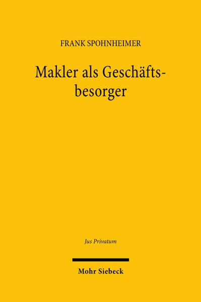 Produktbild: Makler als Geschäftsbesorger | Frank Spohnheimer