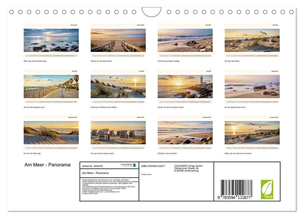 Weitere Ansicht: Am Meer - Panorama (Wandkalender 2027 DIN A4 quer), CALVENDO Monatskalender | Torsten Irmer, Calvendo