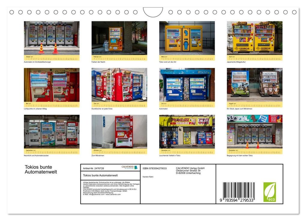 Weitere Ansicht: Tokios bunte Automatenwelt (Wandkalender 2027 DIN A4 quer), CALVENDO Monatskalender | Karsten Rahn, Calvendo