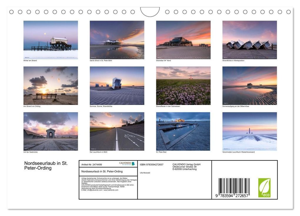 Weitere Ansicht: Nordseeurlaub in St. Peter-Ording (Wandkalender 2027 DIN A4 quer), CALVENDO Monatskalender | Ulla Moswald, Calvendo