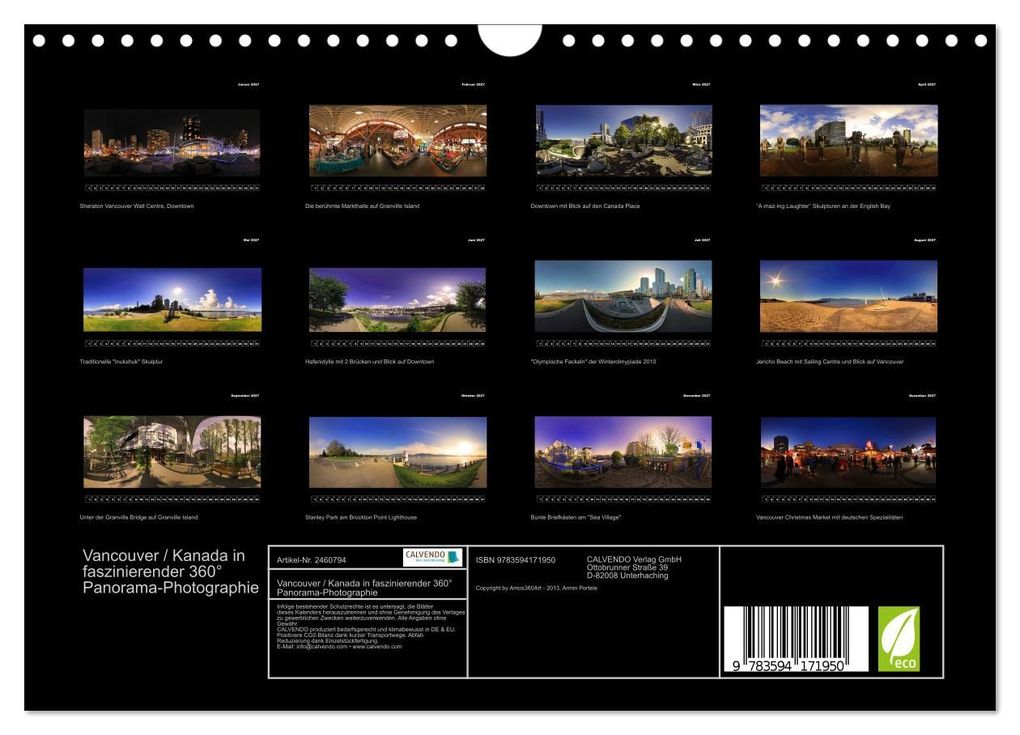 Weitere Ansicht: Vancouver / Kanada in faszinierender 360° Panorama-Photographie (Wandkalender 2027 DIN A4 quer), CALVENDO Monatskalender | Copyright by AmosArtwork, Armin Portele, Calvendo