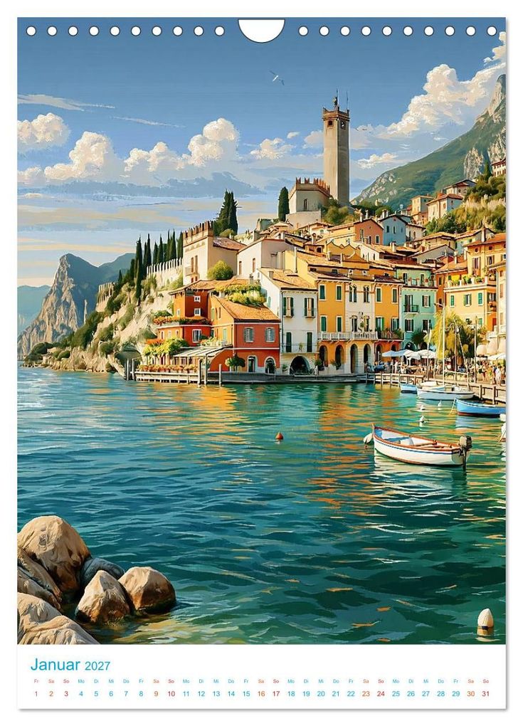 Weitere Ansicht: Gardasee - Old School Poster Style (Wandkalender 2027 DIN A4 hoch), CALVENDO Monatskalender | Val Thoermer, Calvendo