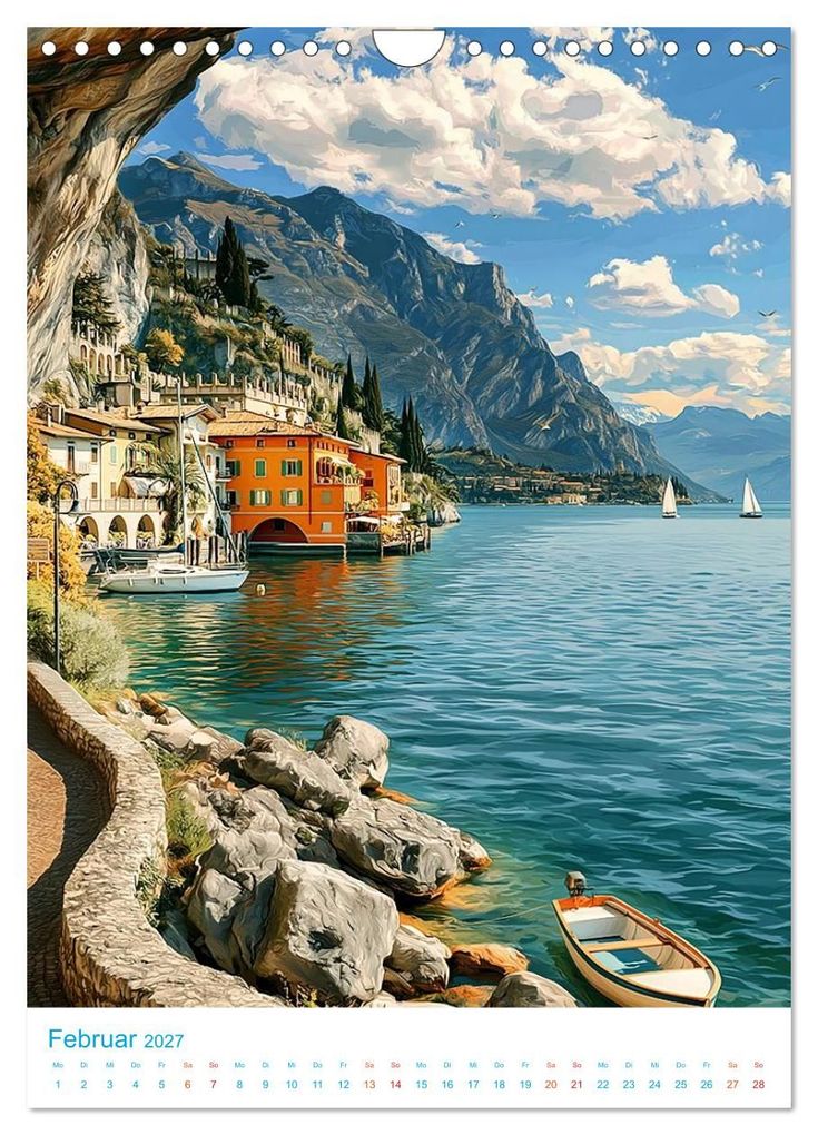 Weitere Ansicht: Gardasee - Old School Poster Style (Wandkalender 2027 DIN A4 hoch), CALVENDO Monatskalender | Val Thoermer, Calvendo