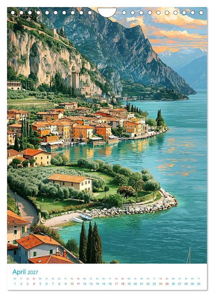 Weitere Ansicht: Gardasee - Old School Poster Style (Wandkalender 2027 DIN A4 hoch), CALVENDO Monatskalender | Val Thoermer, Calvendo