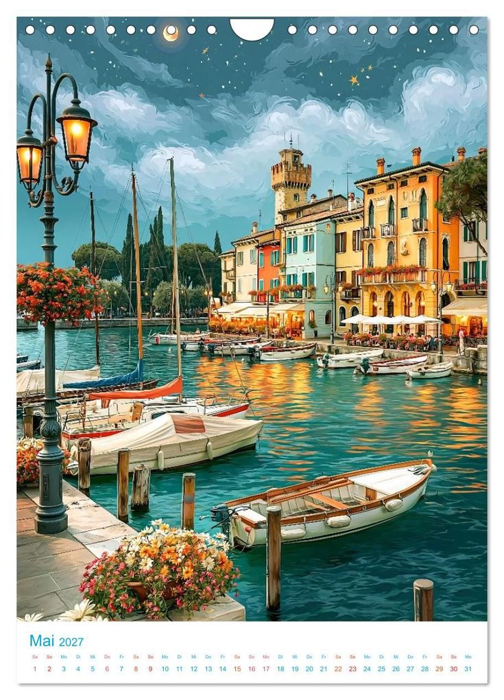 Weitere Ansicht: Gardasee - Old School Poster Style (Wandkalender 2027 DIN A4 hoch), CALVENDO Monatskalender | Val Thoermer, Calvendo