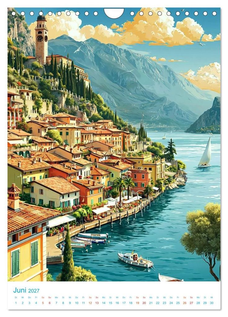 Weitere Ansicht: Gardasee - Old School Poster Style (Wandkalender 2027 DIN A4 hoch), CALVENDO Monatskalender | Val Thoermer, Calvendo