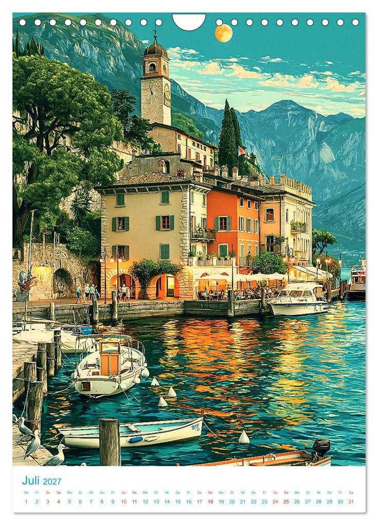 Weitere Ansicht: Gardasee - Old School Poster Style (Wandkalender 2027 DIN A4 hoch), CALVENDO Monatskalender | Val Thoermer, Calvendo