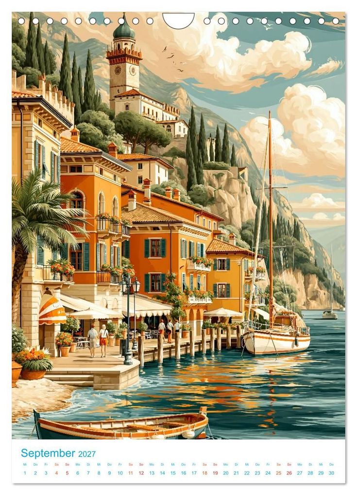 Weitere Ansicht: Gardasee - Old School Poster Style (Wandkalender 2027 DIN A4 hoch), CALVENDO Monatskalender | Val Thoermer, Calvendo