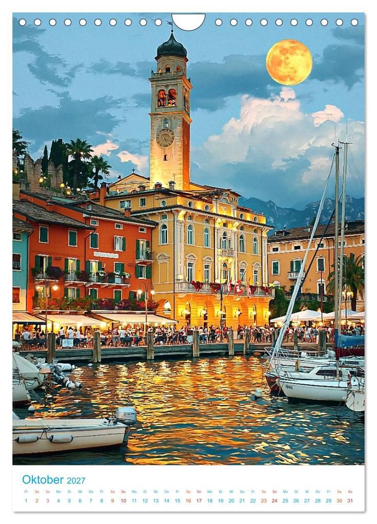 Weitere Ansicht: Gardasee - Old School Poster Style (Wandkalender 2027 DIN A4 hoch), CALVENDO Monatskalender | Val Thoermer, Calvendo