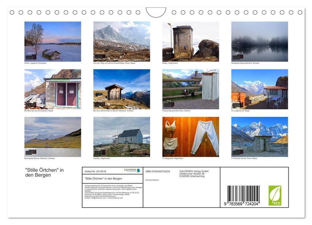 Weitere Ansicht: "Stille Örtchen" in den Bergen (Wandkalender 2027 DIN A4 quer), CALVENDO Monatskalender | Gerhard Albicker, Calvendo