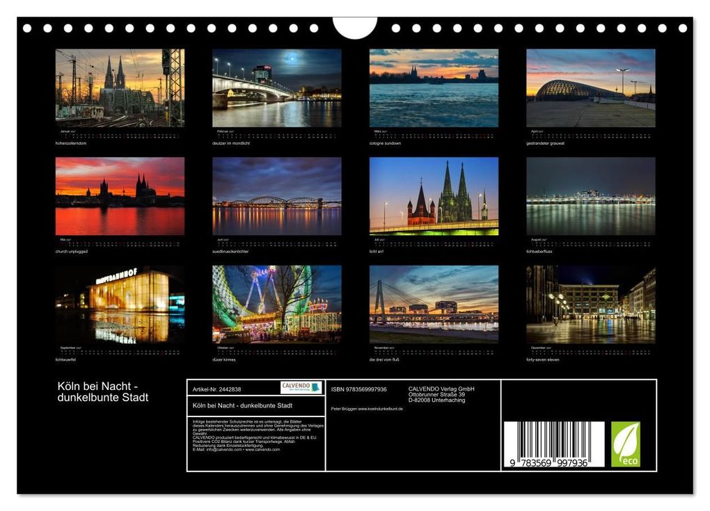 Weitere Ansicht: Köln bei Nacht - dunkelbunte Stadt (Wandkalender 2027 DIN A4 quer), CALVENDO Monatskalender | Peter Brüggen // www. koelndunkelbunt.de, Calvendo