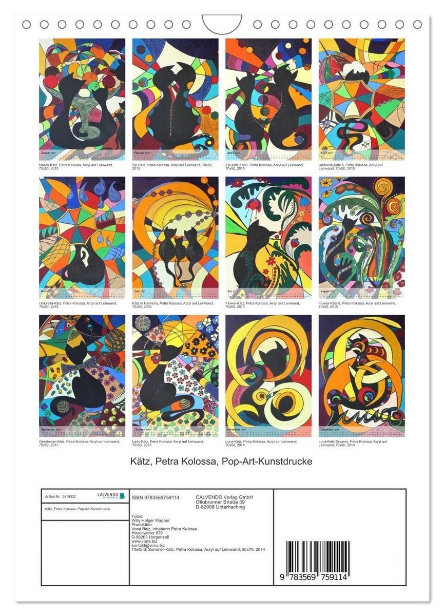 Weitere Ansicht: Kätz, Petra Kolossa, Pop-Art-Kunstdrucke (Wandkalender 2027 DIN A4 hoch), CALVENDO Monatskalender | Petra Kolossa, Calvendo