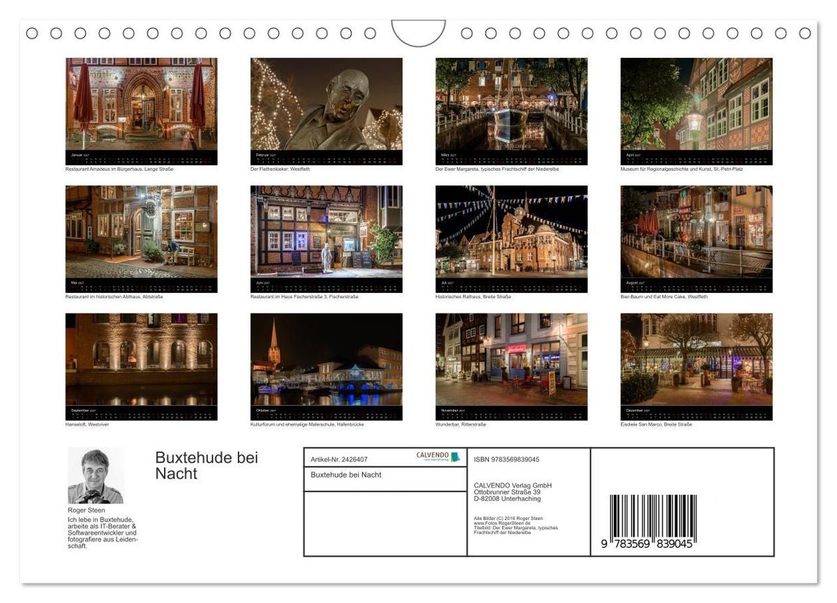 Weitere Ansicht: Buxtehude bei Nacht (Wandkalender 2027 DIN A4 quer), CALVENDO Monatskalender | Roger Steen, Calvendo