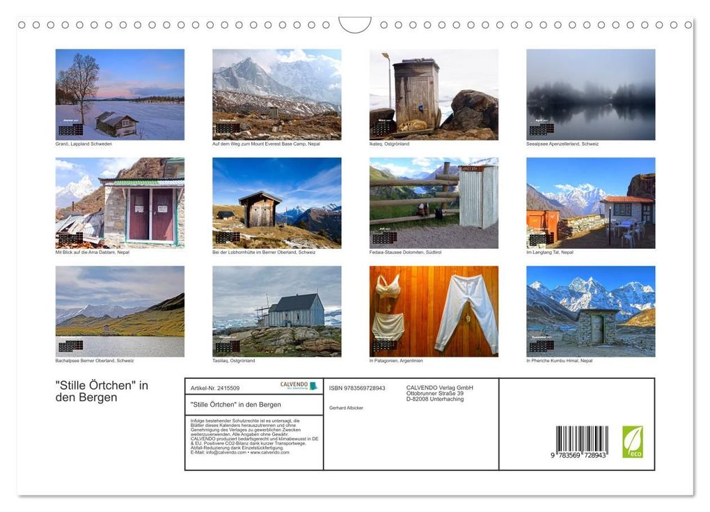 Weitere Ansicht: "Stille Örtchen" in den Bergen (Wandkalender 2027 DIN A3 quer), CALVENDO Monatskalender | Gerhard Albicker, Calvendo