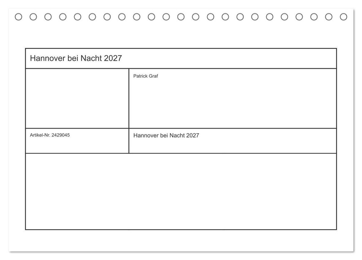 Weitere Ansicht: Hannover bei Nacht 2027 (Tischkalender 2027 DIN A5 quer), CALVENDO Monatskalender | Patrick Graf, Calvendo