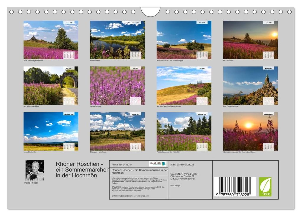 Weitere Ansicht: Rhöner Röschen - ein Sommermärchen in der Hochrhön (Wandkalender 2027 DIN A4 quer), CALVENDO Monatskalender | Hans Pfleger, Calvendo