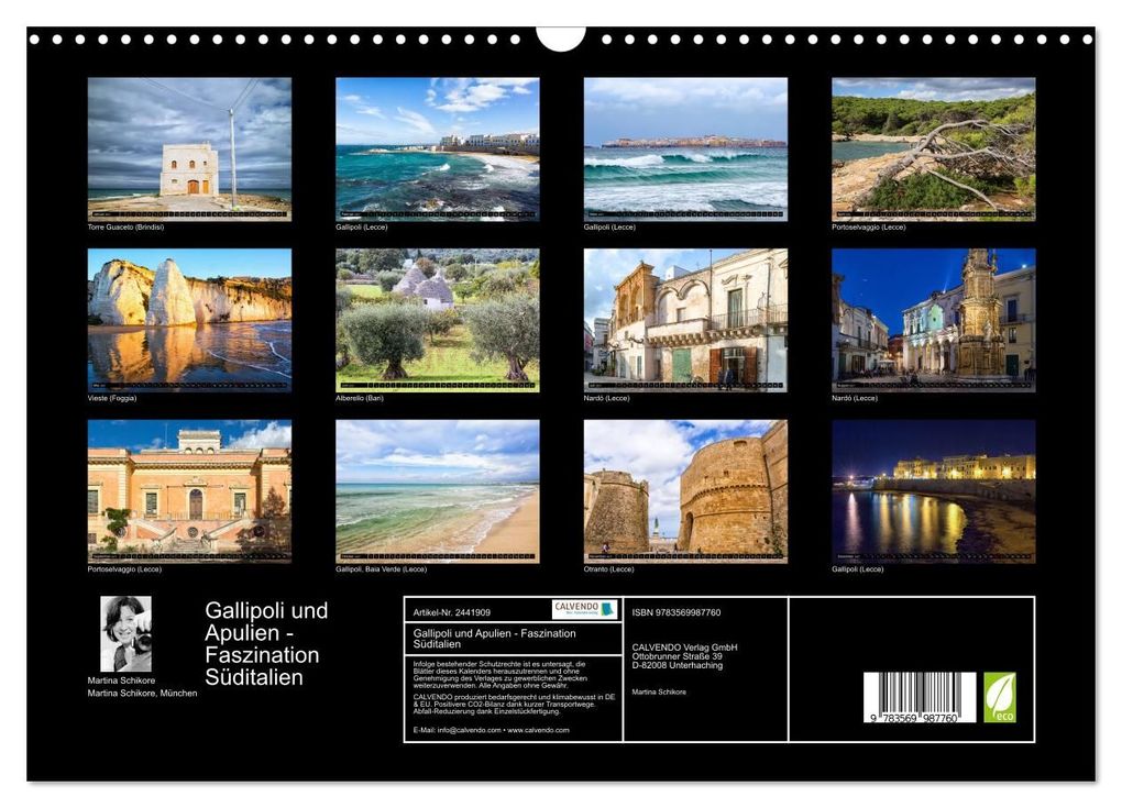 Weitere Ansicht: Gallipoli und Apulien - Faszination Süditalien (Wandkalender 2027 DIN A3 quer), CALVENDO Monatskalender | Martina Schikore, Calvendo