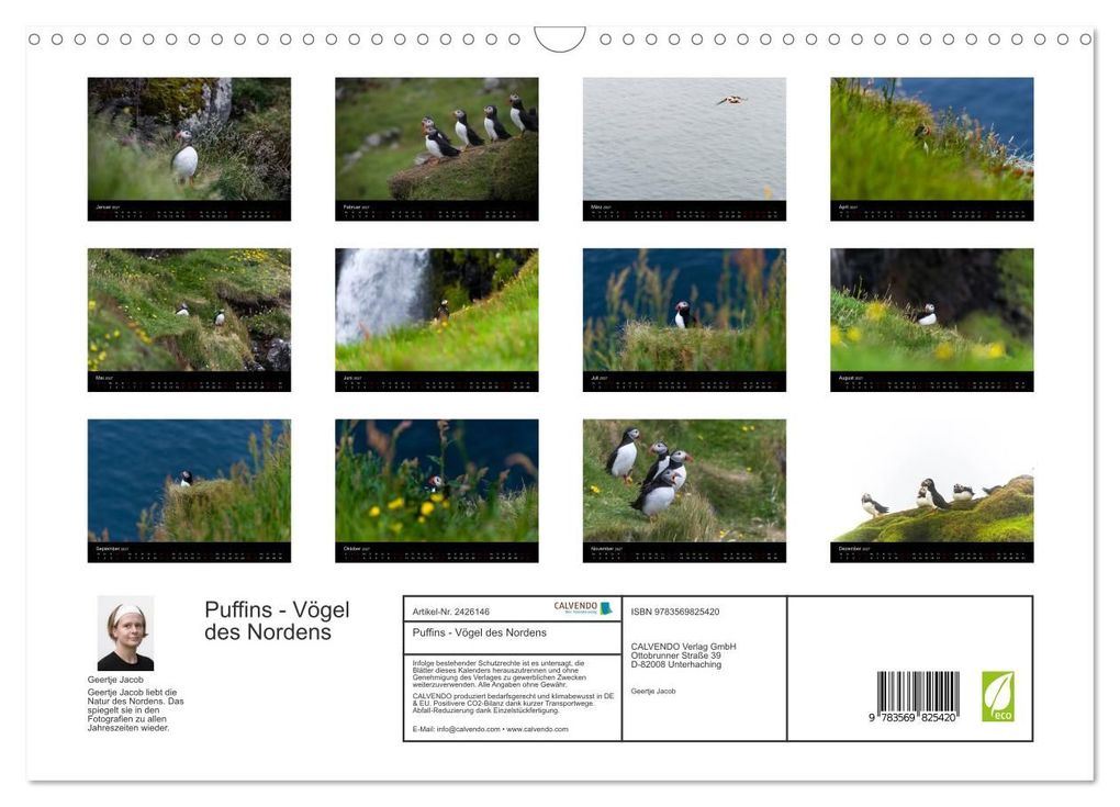 Weitere Ansicht: Puffins - Vögel des Nordens (Wandkalender 2027 DIN A3 quer), CALVENDO Monatskalender | Geertje Jacob, Calvendo