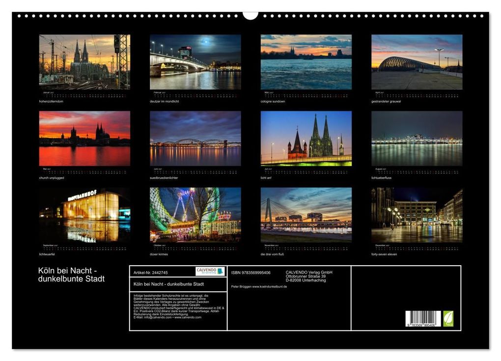 Weitere Ansicht: Köln bei Nacht - dunkelbunte Stadt (Wandkalender 2027 DIN A2 quer), CALVENDO Monatskalender | Peter Brüggen // www. koelndunkelbunt.de, Calvendo