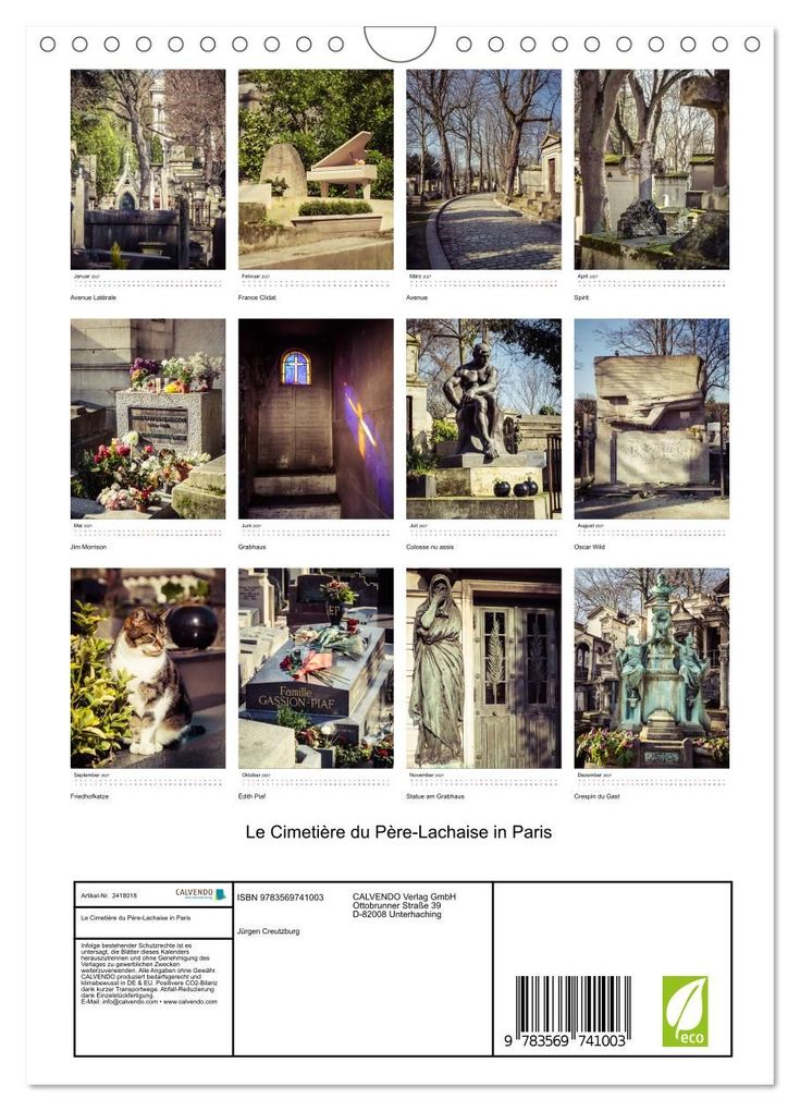 Weitere Ansicht: Le Cimetière du Père-Lachaise in Paris (Wandkalender 2027 DIN A4 hoch), CALVENDO Monatskalender | Jürgen Creutzburg, Calvendo