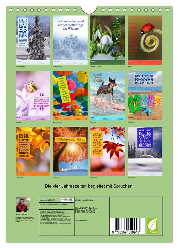 Weitere Ansicht: Die vier Jahreszeiten begleitet mit Sprüchen (Wandkalender 2027 DIN A4 hoch), CALVENDO Monatskalender | Susan Michel, Calvendo
