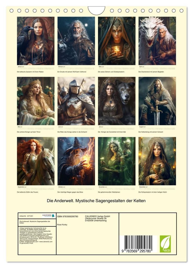 Weitere Ansicht: Die Anderwelt. Mystische Sagengestalten der Kelten (Wandkalender 2027 DIN A4 hoch), CALVENDO Monatskalender | Rose Hurley, Calvendo