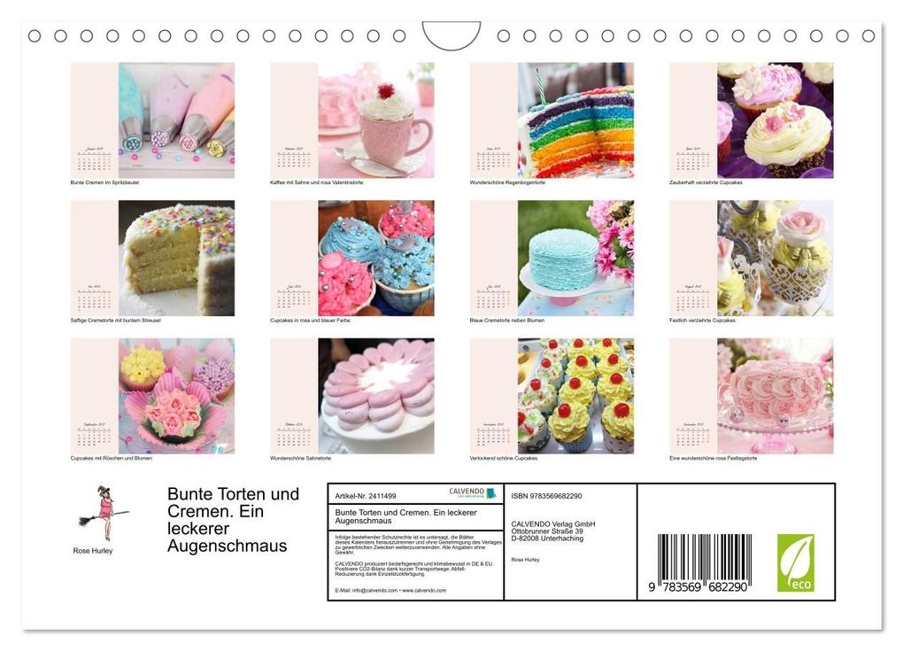 Weitere Ansicht: Bunte Torten und Cremen. Ein leckerer Augenschmaus (Wandkalender 2027 DIN A4 quer), CALVENDO Monatskalender | Rose Hurley, Calvendo