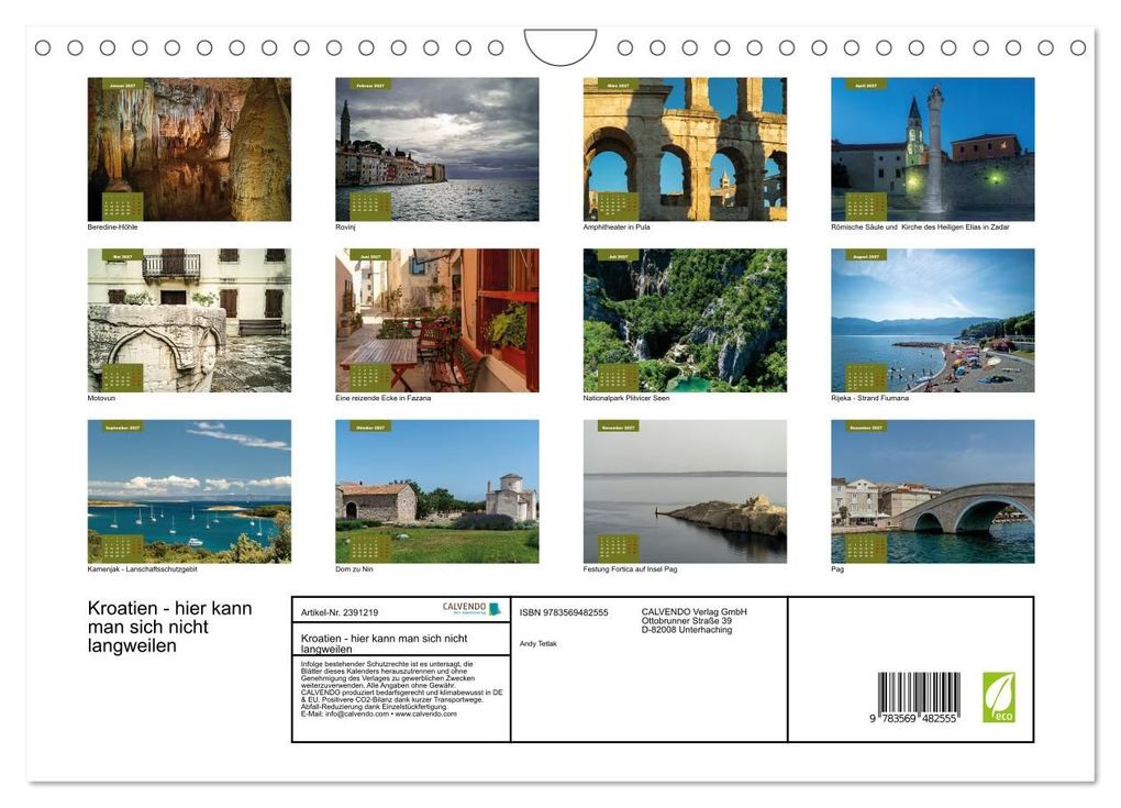 Weitere Ansicht: Kroatien - hier kann man sich nicht langweilen (Wandkalender 2027 DIN A4 quer), CALVENDO Monatskalender | Andy Tetlak, Calvendo