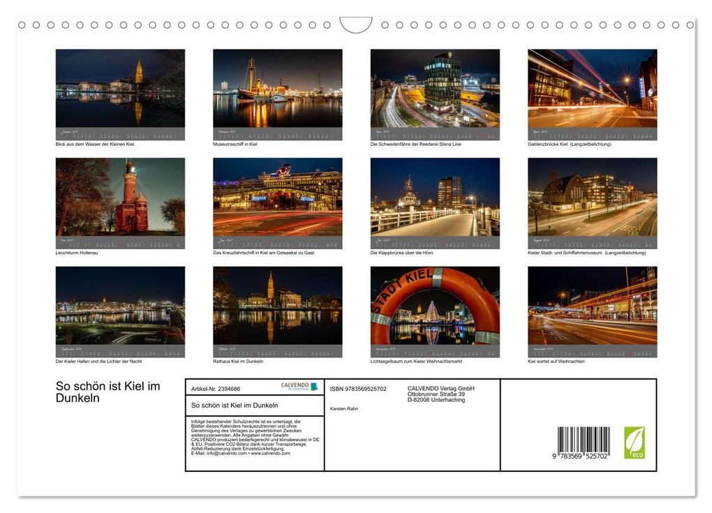 Weitere Ansicht: So schön ist Kiel im Dunkeln (Wandkalender 2027 DIN A3 quer), CALVENDO Monatskalender | Karsten Rahn, Calvendo