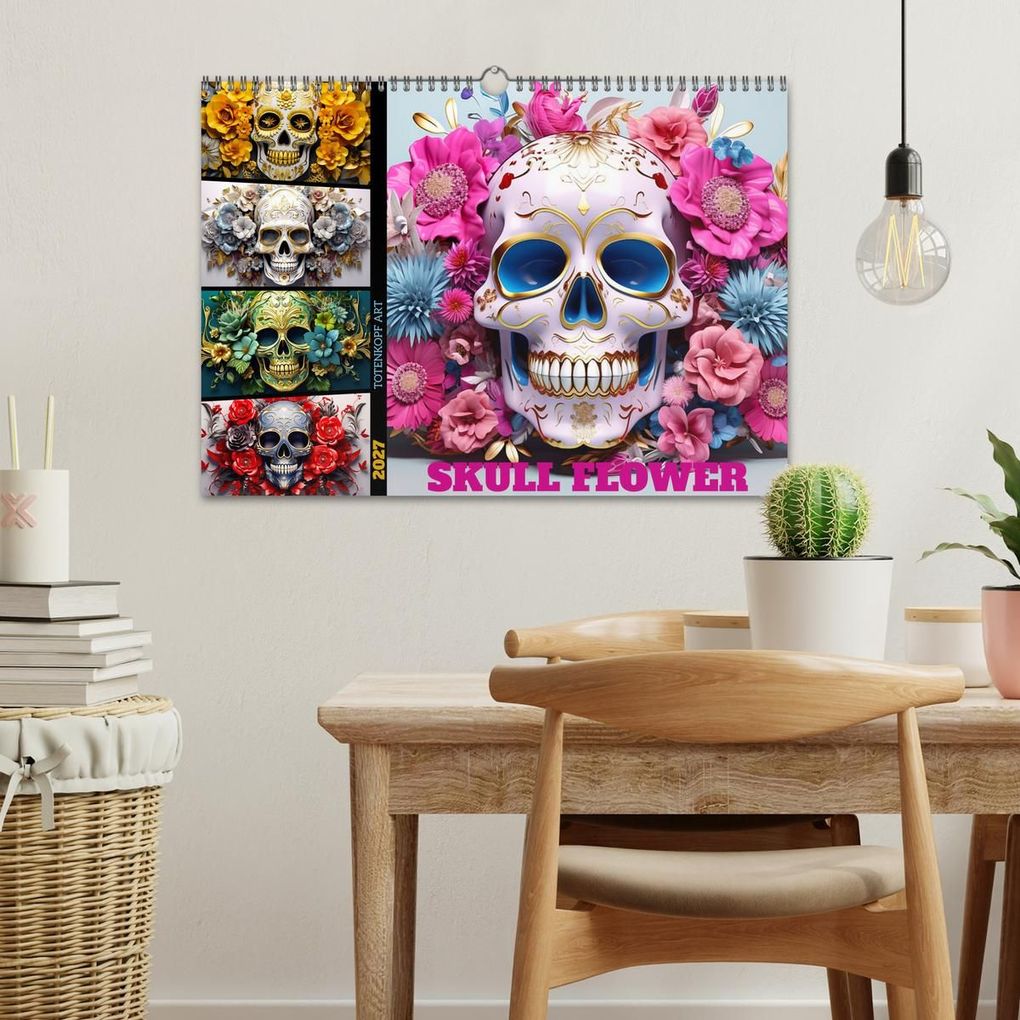 Weitere Ansicht: Skull Flower - Totenkopf ART (Wandkalender 2027 DIN A3 quer), CALVENDO Monatskalender | Dirk Meutzner, Calvendo