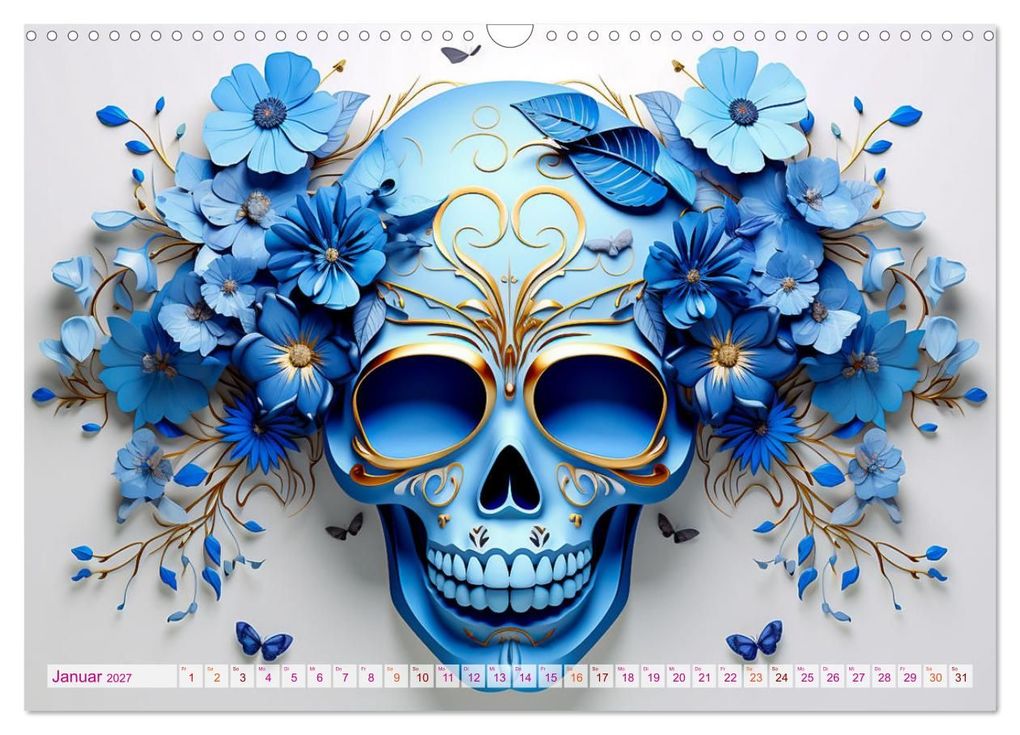 Weitere Ansicht: Skull Flower - Totenkopf ART (Wandkalender 2027 DIN A3 quer), CALVENDO Monatskalender | Dirk Meutzner, Calvendo