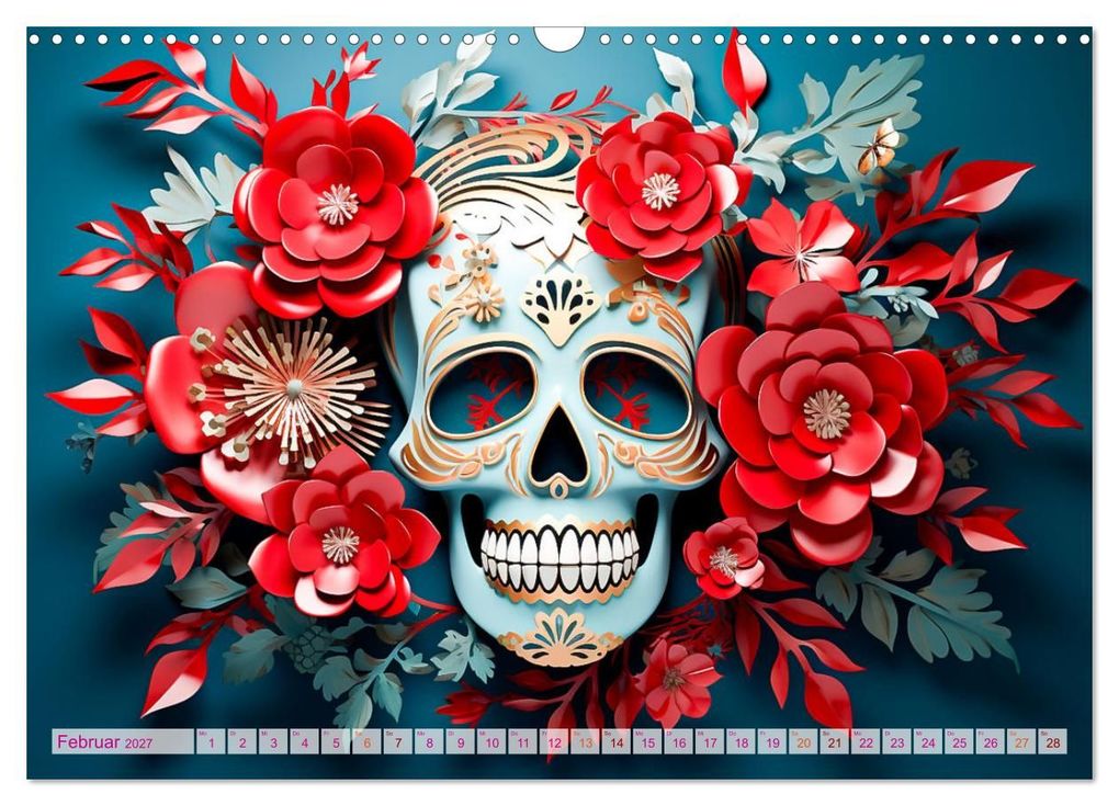 Weitere Ansicht: Skull Flower - Totenkopf ART (Wandkalender 2027 DIN A3 quer), CALVENDO Monatskalender | Dirk Meutzner, Calvendo