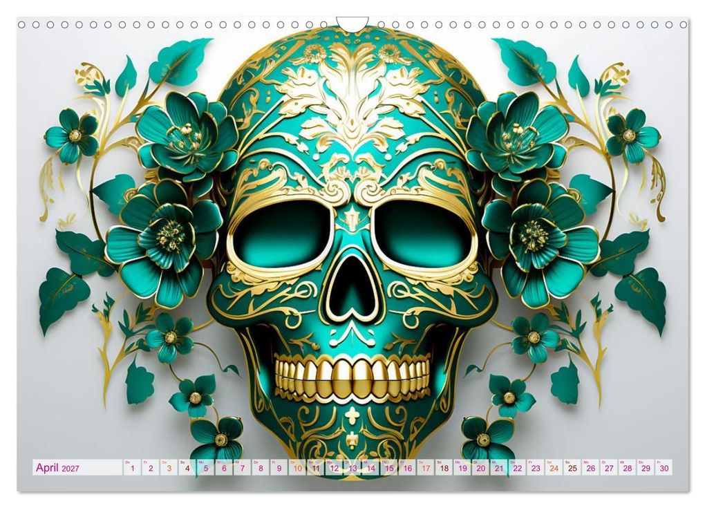 Weitere Ansicht: Skull Flower - Totenkopf ART (Wandkalender 2027 DIN A3 quer), CALVENDO Monatskalender | Dirk Meutzner, Calvendo