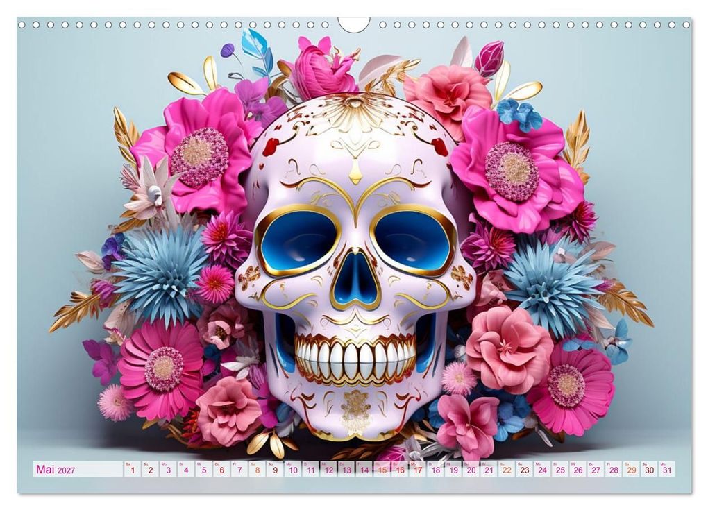 Weitere Ansicht: Skull Flower - Totenkopf ART (Wandkalender 2027 DIN A3 quer), CALVENDO Monatskalender | Dirk Meutzner, Calvendo