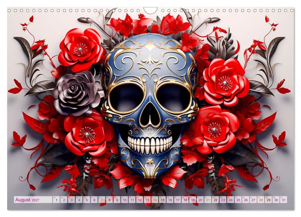 Weitere Ansicht: Skull Flower - Totenkopf ART (Wandkalender 2027 DIN A3 quer), CALVENDO Monatskalender | Dirk Meutzner, Calvendo