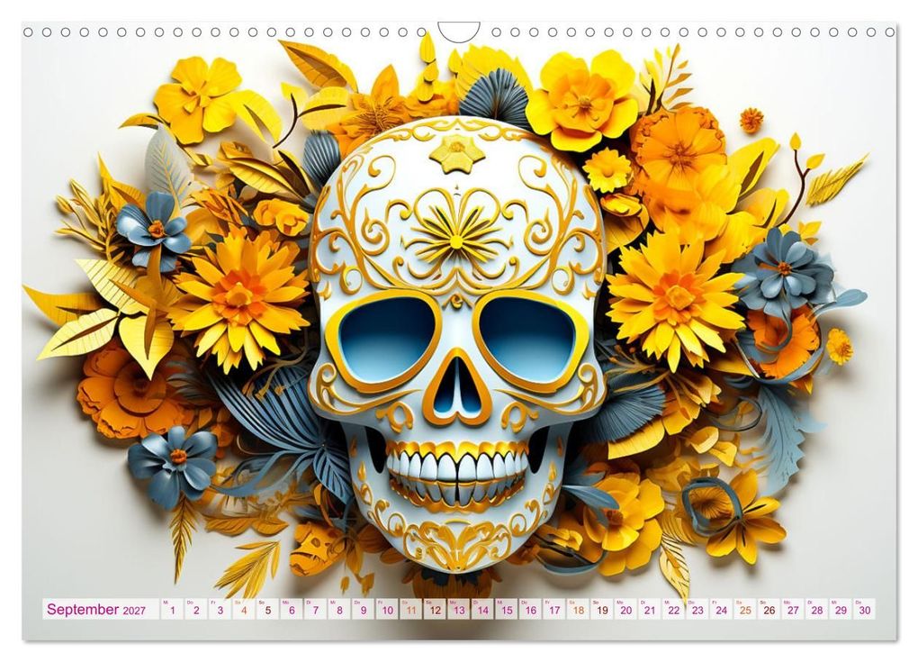 Weitere Ansicht: Skull Flower - Totenkopf ART (Wandkalender 2027 DIN A3 quer), CALVENDO Monatskalender | Dirk Meutzner, Calvendo