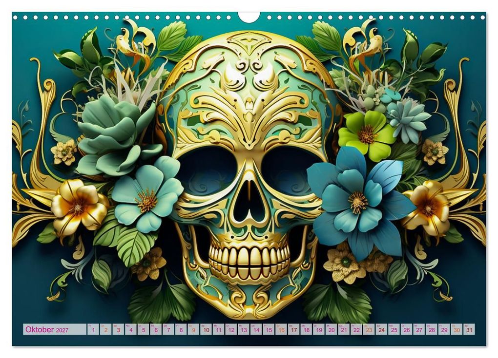 Weitere Ansicht: Skull Flower - Totenkopf ART (Wandkalender 2027 DIN A3 quer), CALVENDO Monatskalender | Dirk Meutzner, Calvendo