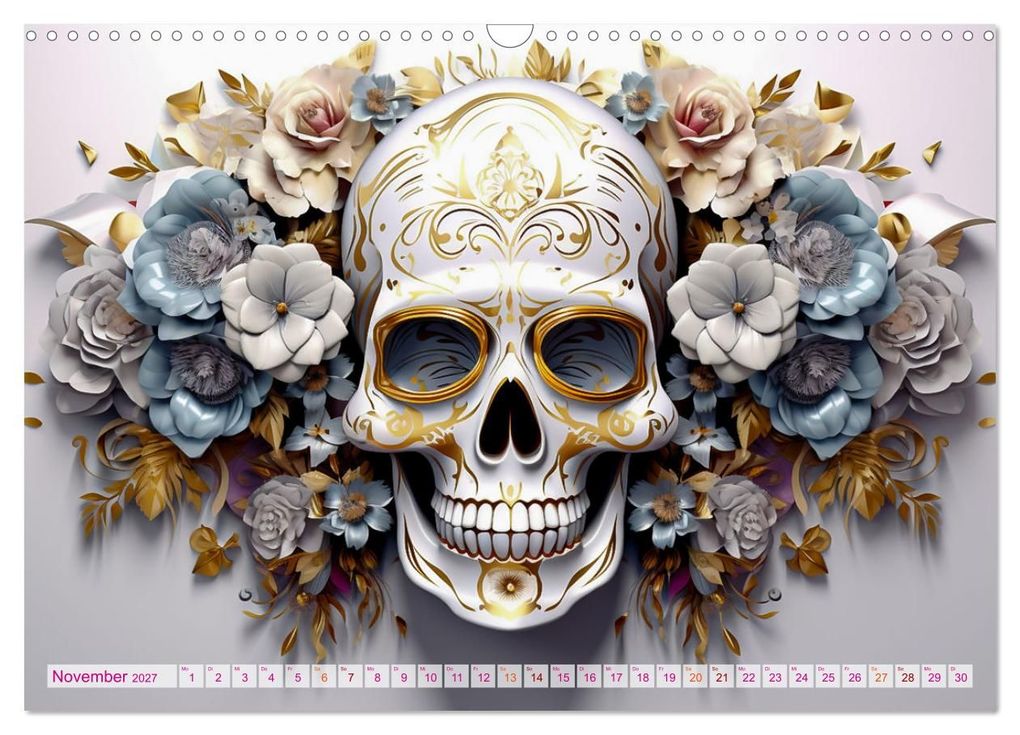 Weitere Ansicht: Skull Flower - Totenkopf ART (Wandkalender 2027 DIN A3 quer), CALVENDO Monatskalender | Dirk Meutzner, Calvendo