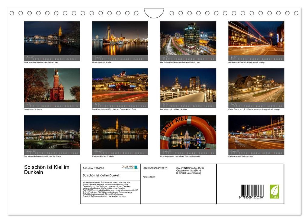 Weitere Ansicht: So schön ist Kiel im Dunkeln (Wandkalender 2027 DIN A4 quer), CALVENDO Monatskalender | Karsten Rahn, Calvendo