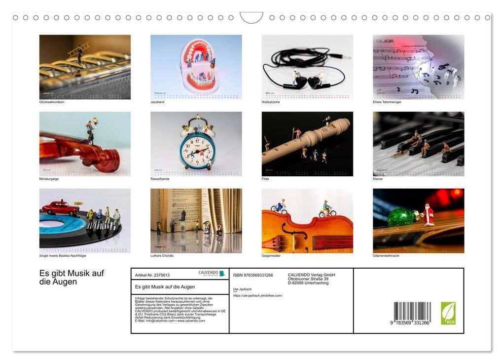 Weitere Ansicht: Es gibt Musik auf die Augen (Wandkalender 2027 DIN A3 quer), CALVENDO Monatskalender | Ute Jackisch, Calvendo