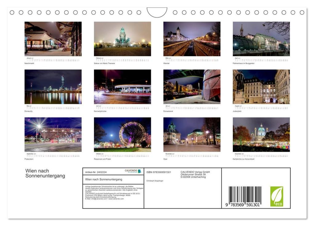 Weitere Ansicht: Wien nach Sonnenuntergang (Wandkalender 2027 DIN A4 quer), CALVENDO Monatskalender | Christoph Dopplinger, Calvendo