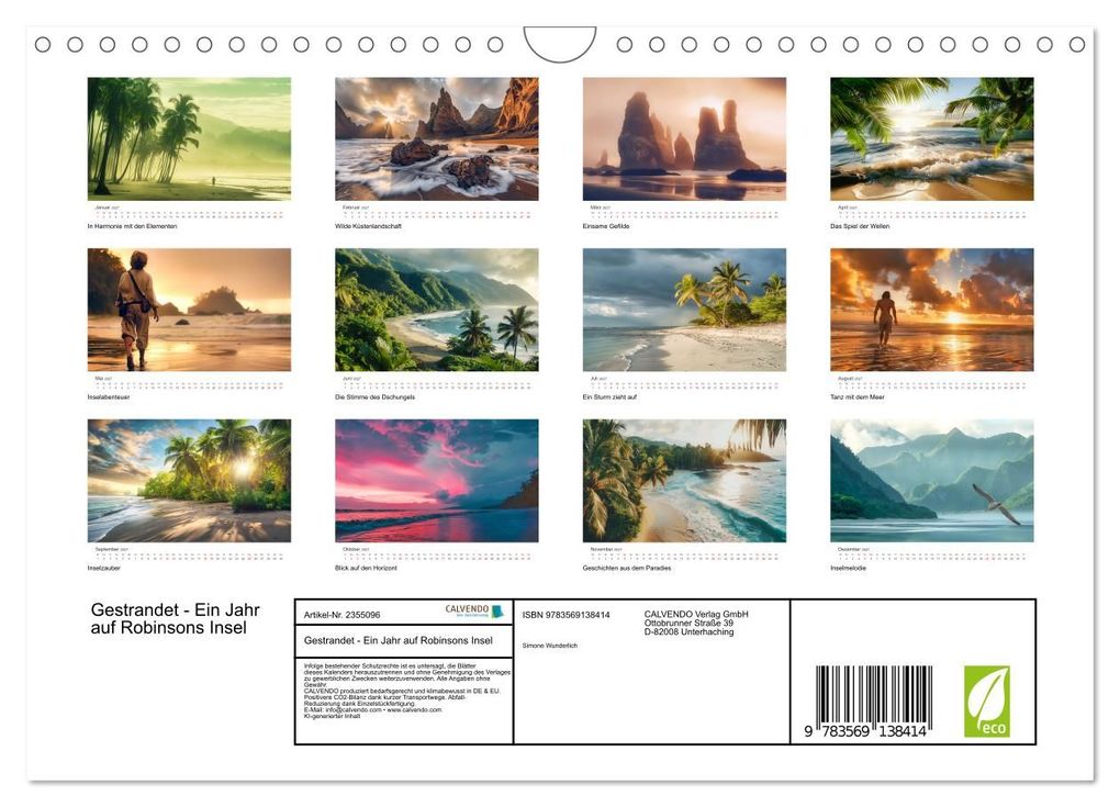 Weitere Ansicht: Gestrandet - Ein Jahr auf Robinsons Insel (Wandkalender 2027 DIN A4 quer), CALVENDO Monatskalender | Simone Wunderlich, Calvendo